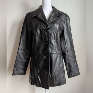 Wilsons Insulated Vtg 90s Soft Leather Black Mid Length Jacket Classic Y2K Goth